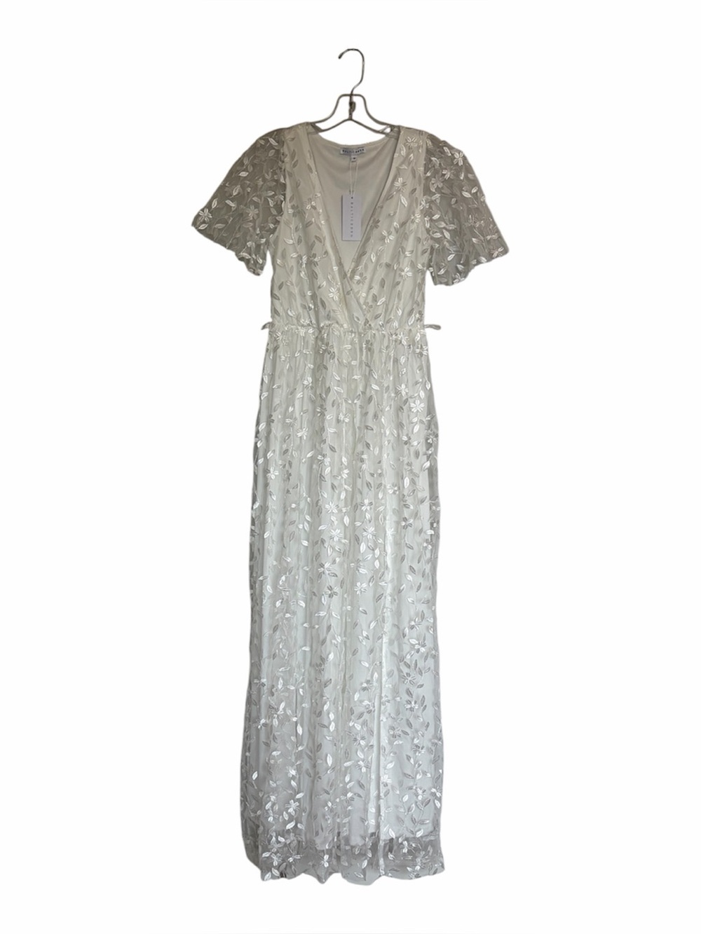 Baltic Born White Marseille Floral Embossed Maxi Dress Medium - Picture 5 of 10